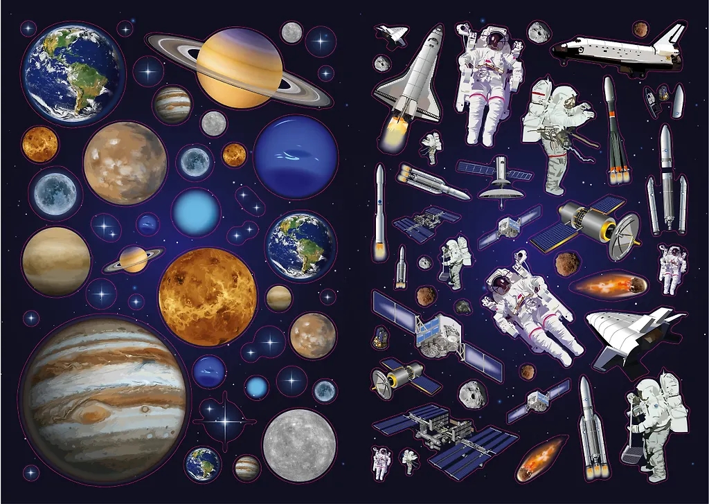 Книга с наклейками 350 наклеек Космос Робинс - миниатюра 2