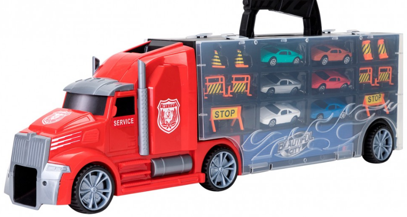 Автовоз с 6 машинками и знаками Мой город - фото 1