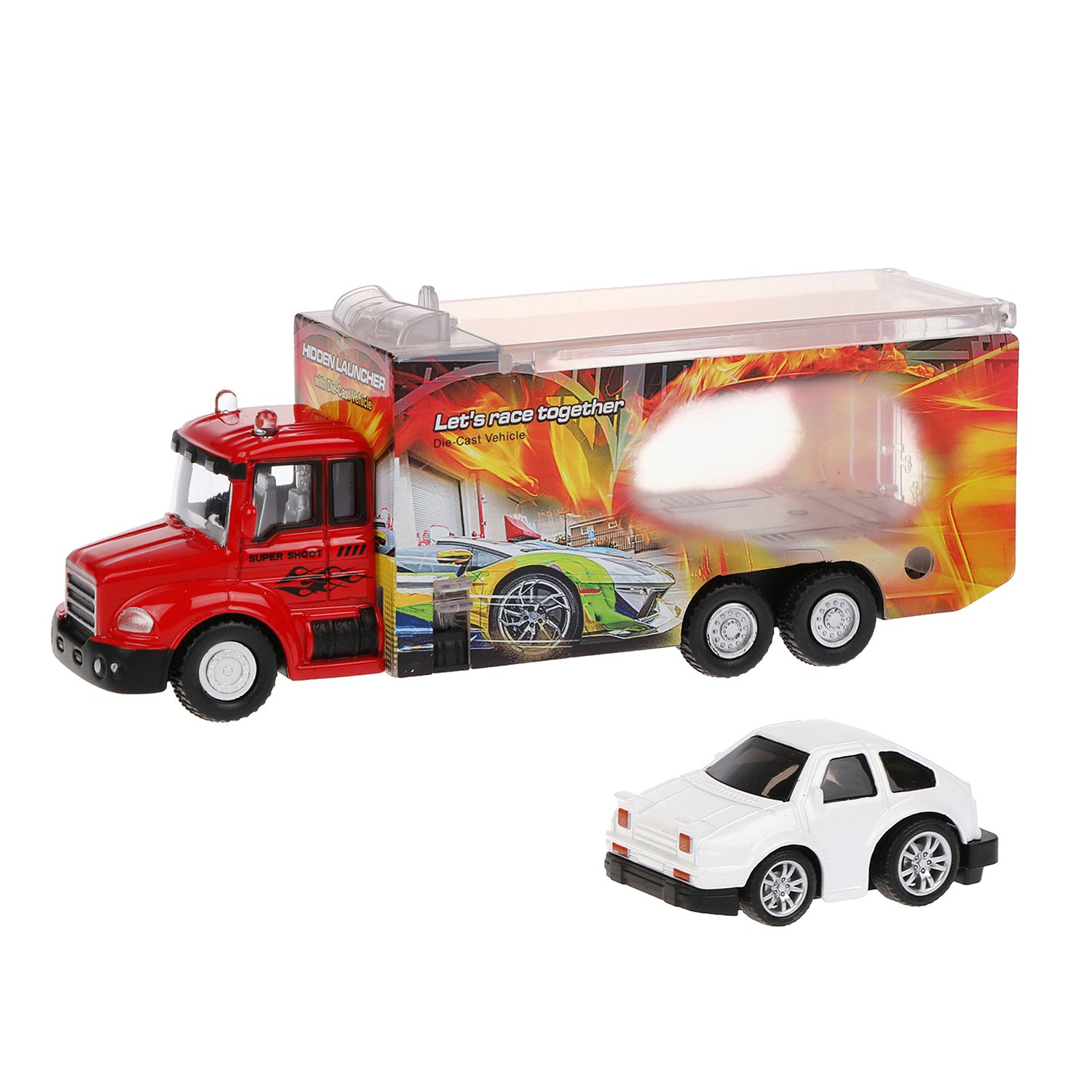 Машина металлическая Автовоз с запуском мини машины красн. - фото 1