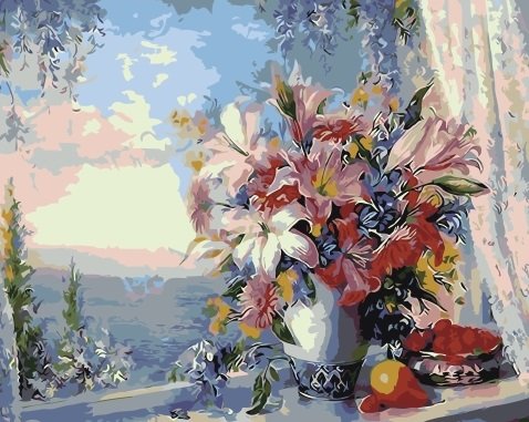 Картина по номерам 40*50 Лилии на окне - фото 1