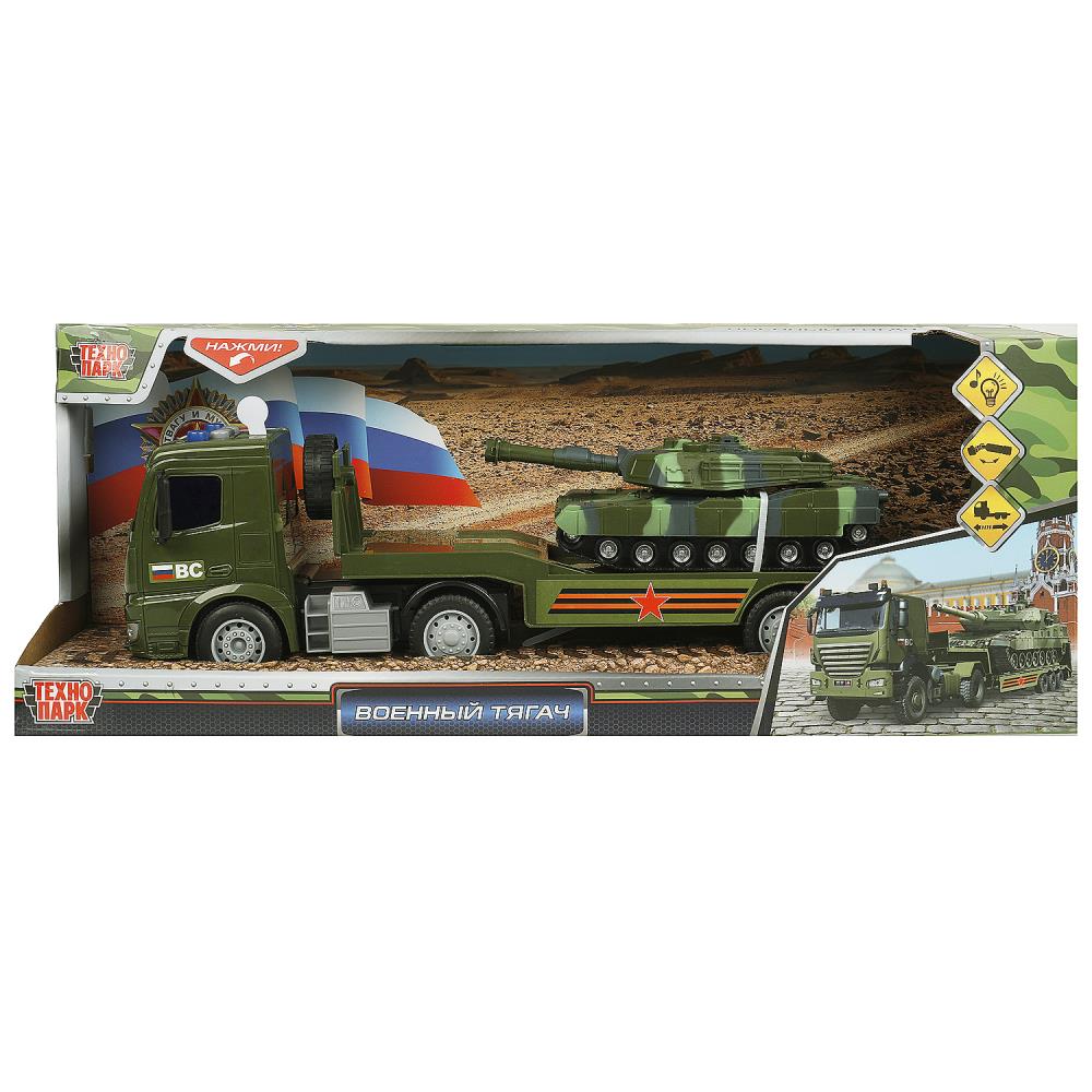 Машина металлическая ТЕХНОПАРК Тягач с танком - миниатюра 2