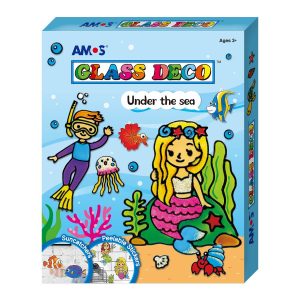Краски витражные набор 7цв.*10,5мл. с витражами Подводное царство AMOS - фото 1