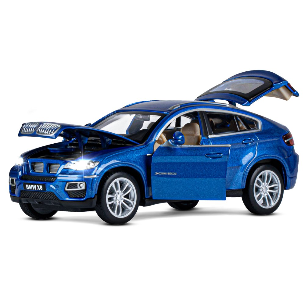 Машина металлическая Автопанорама 1:32 BMW X6 син. свет, звук - миниатюра 2