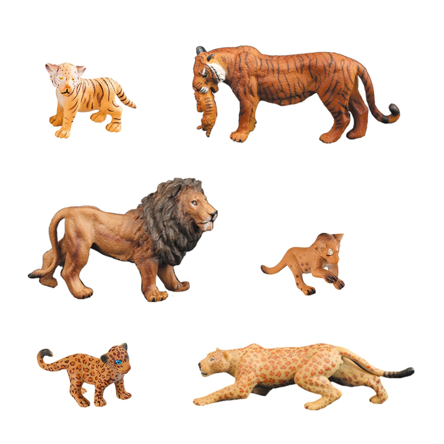 Лев, леопард, тигр 6 фигурок - фото 1