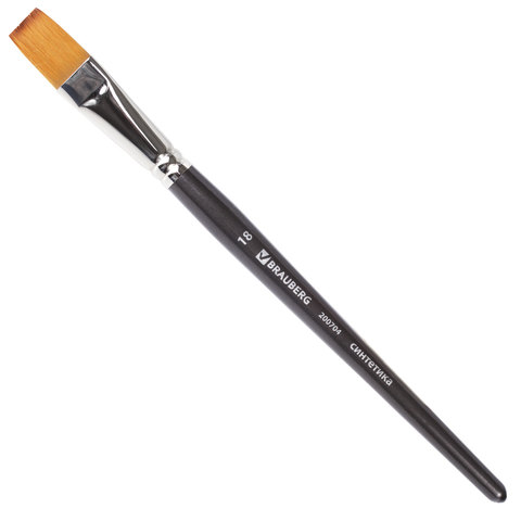 Кисть синтетика №18 плоская, мягкая, под колонок BRAUBERG - фото 1