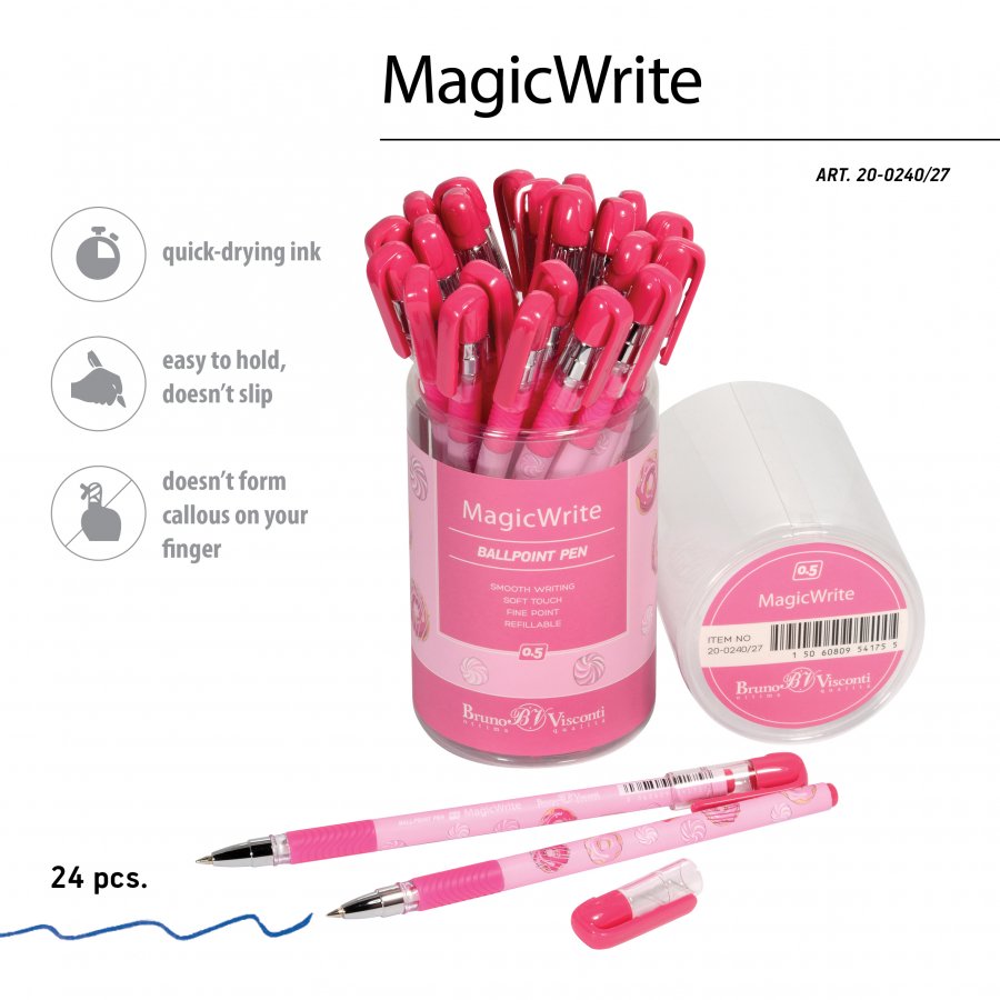 Ручка шариковая син. 0,5мм Пончики BrunoVisconti (24) 20-0240/27 - фото 1