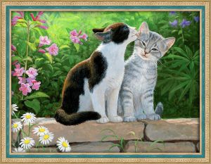 Картина стразами 30*40 Кошачья нежность - фото 1