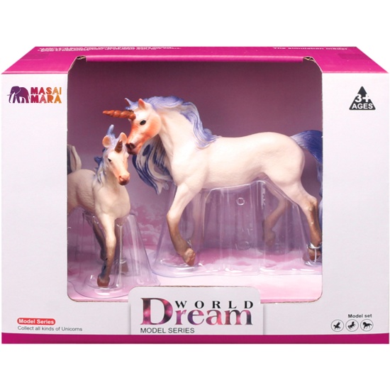 Единорог белый с син. гривой Семья 2 фигурки - фото 1