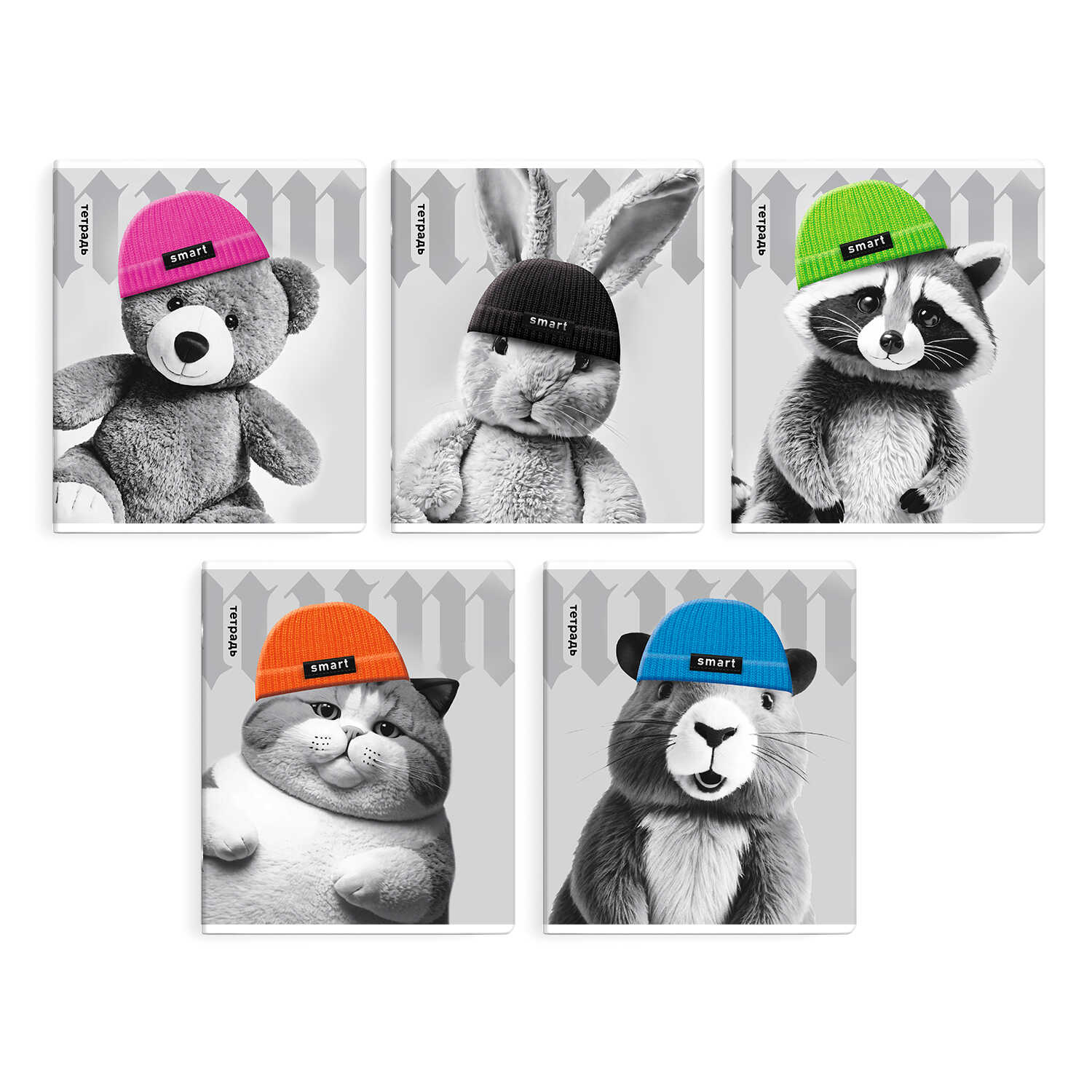 Тетрадь 48л. клетка Звери в шапочках Феникс - фото 1