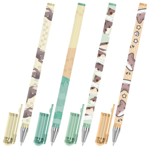 Ручка шариковая синяя 0,7мм Милые коты BRAUBERG - фото 1