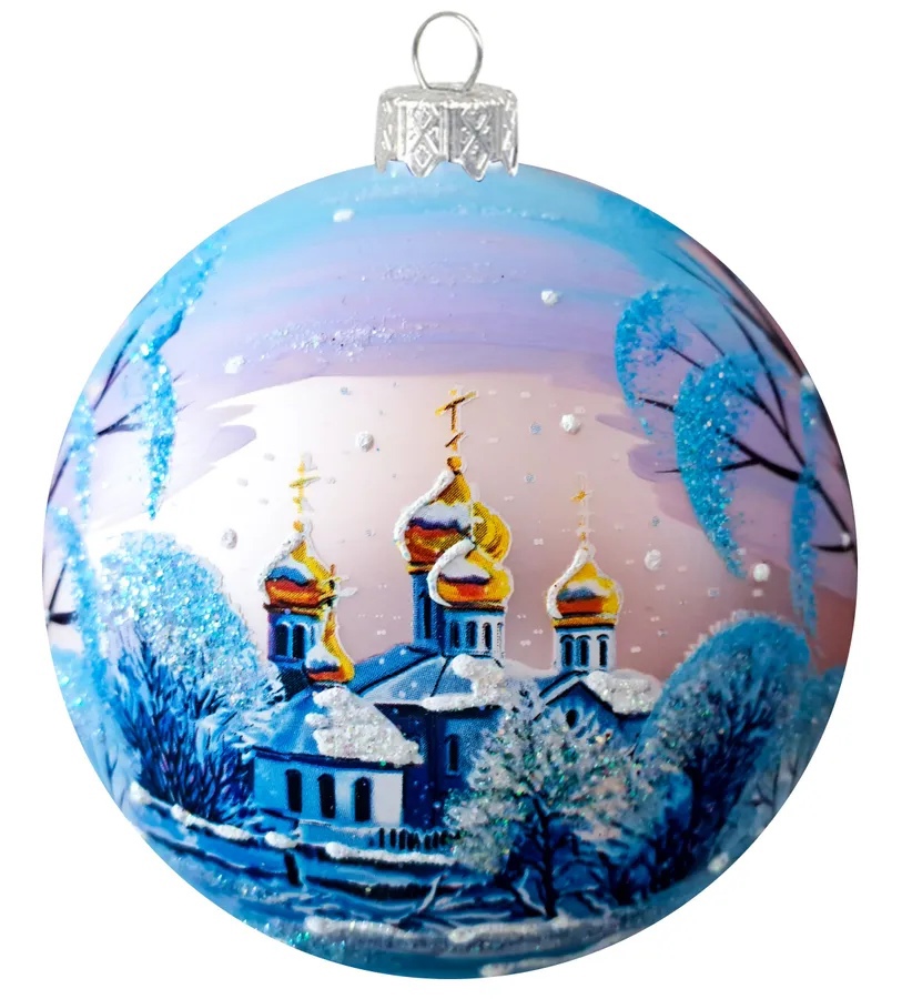 Елочное украшение Шар Пейзаж морозный - фото 1