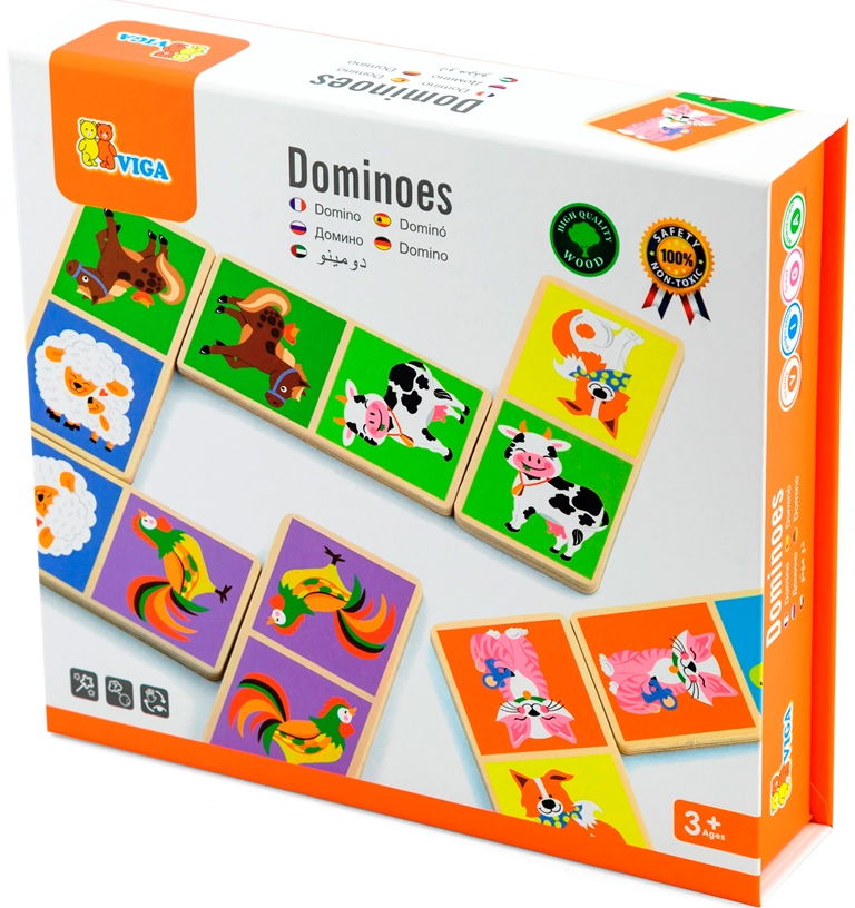 Настольная игра деревянная Домино Ферма VIGA - фото 1
