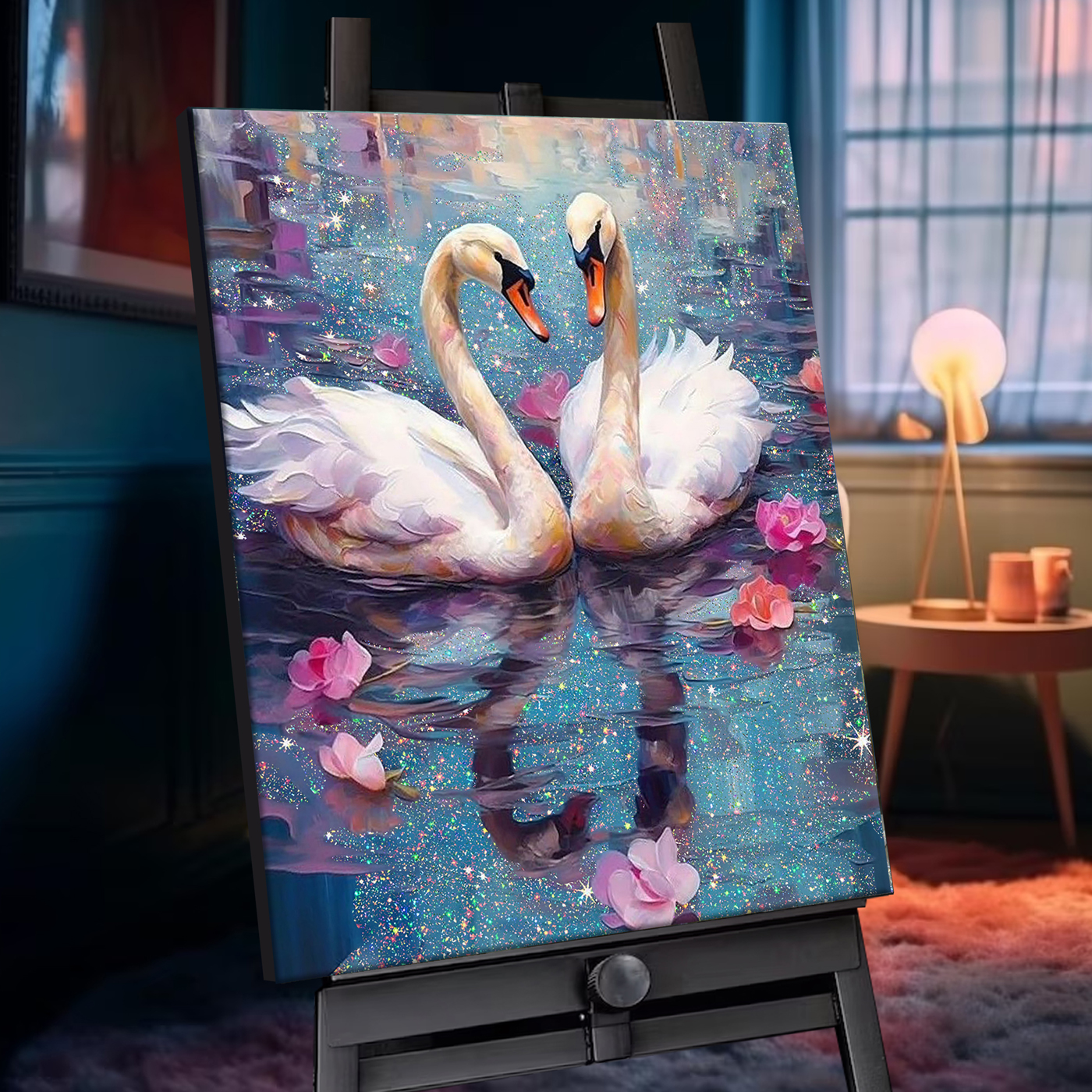 Картина по номерам 40*50 с кристаллами из хрусталя Лебединая верность Molly - фото 1