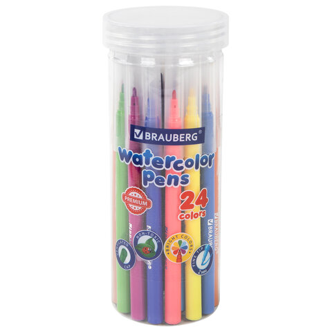 Фломастеры 24цв. в тубе BRAUBERG - фото 1