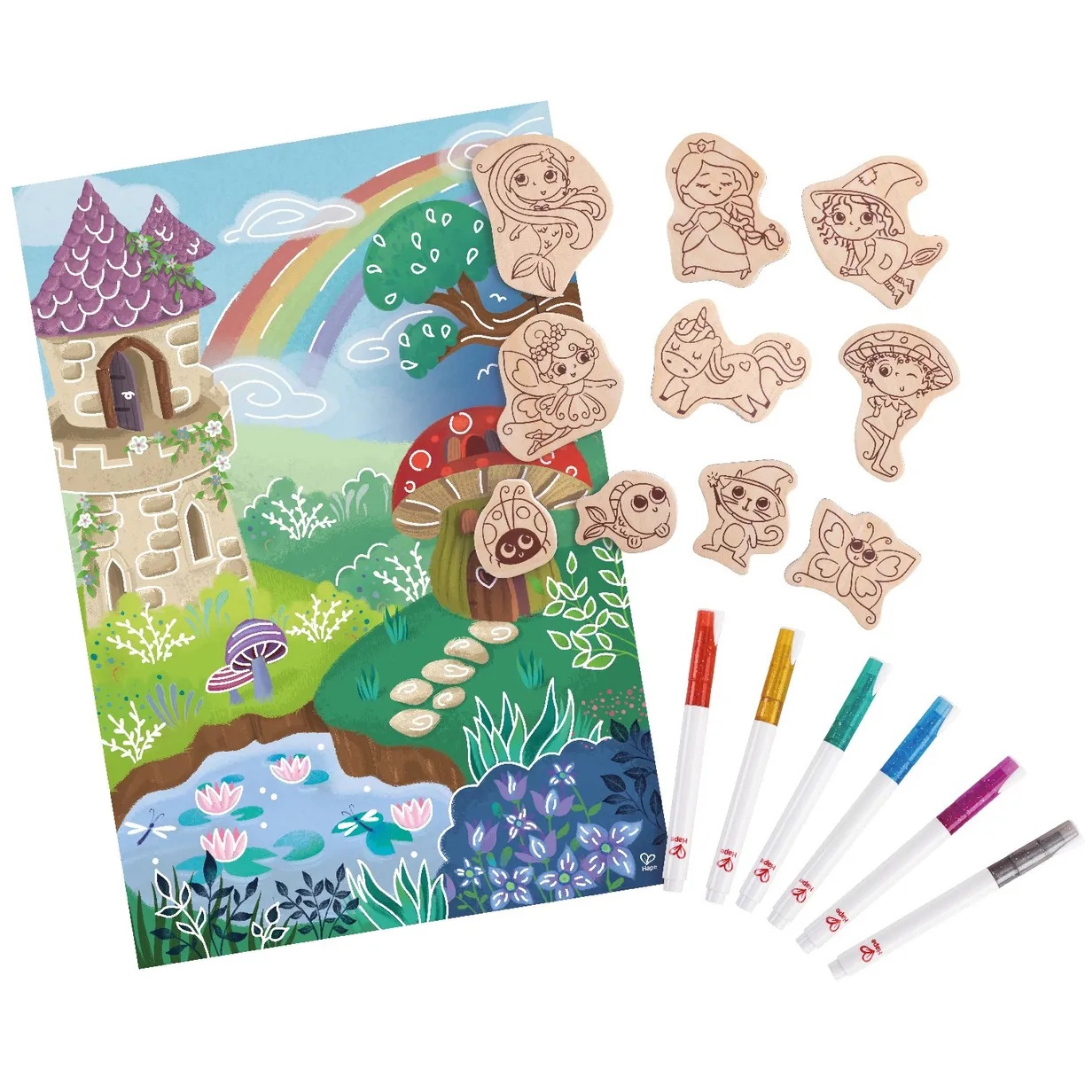 Магниты - раскраски Магнитные персонажи с фломастерами Hape - фото 1