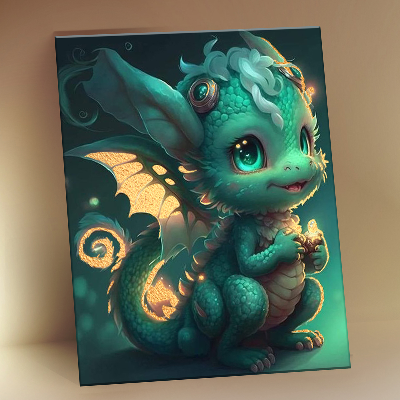 Картина по номерам 15*20 с поталью Маленький дракон Molly - фото 1