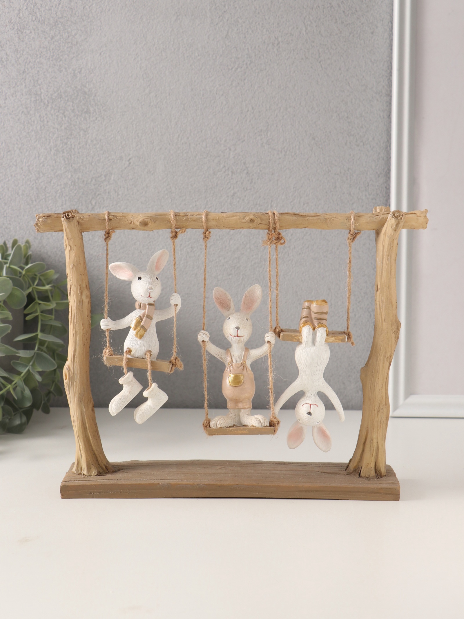 Сувенир Зайчата - три друга на качелях - фото 1