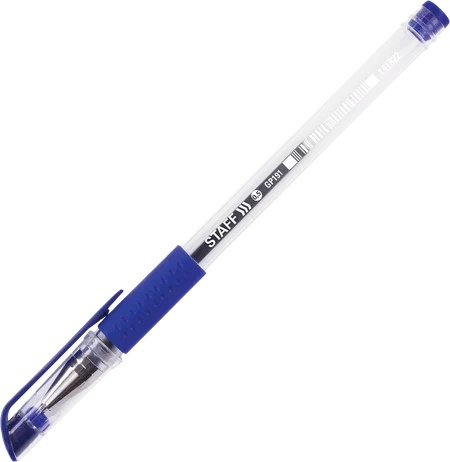 Ручка гелевая синяя 0,38мм STAFF (12) - фото 1