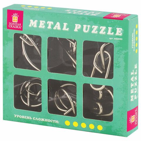 Головоломка металлическая Профи 6шт ЗОЛОТАЯ СКАЗКА - фото 1