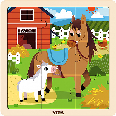 Пазл деревянный Лошадки 9 дет. VIGA - фото 1