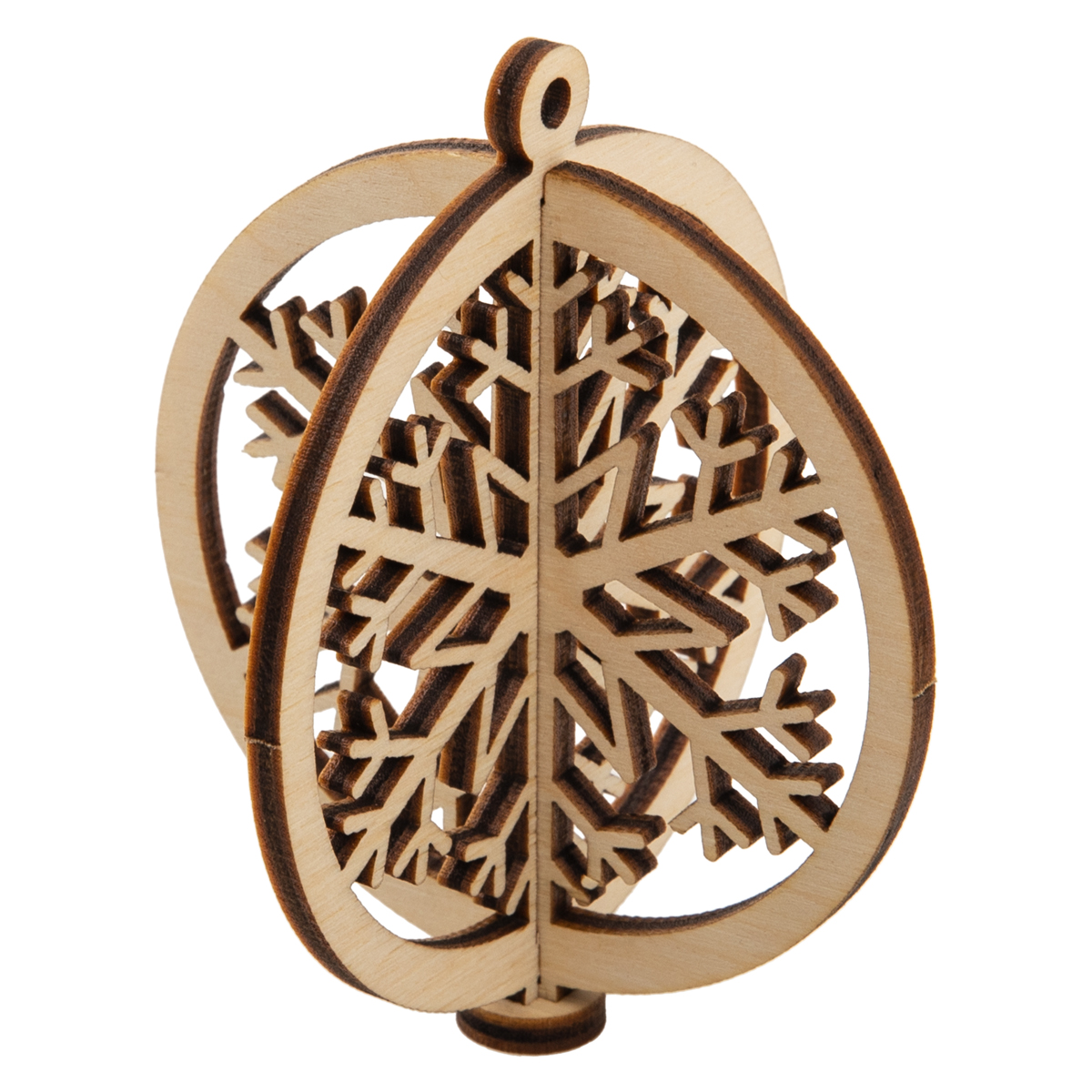 Роспись по дереву Подвеска Снежинка в шарике 6,38*7,48см Mr. Carving - фото 1