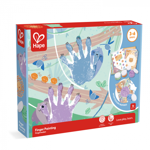 Краски пальчиковые с раскрасками 4цв. 11л. Hape - миниатюра 2