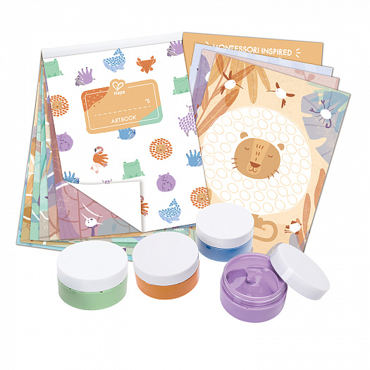 Краски пальчиковые с раскрасками 4цв. 11л. Hape - фото 1