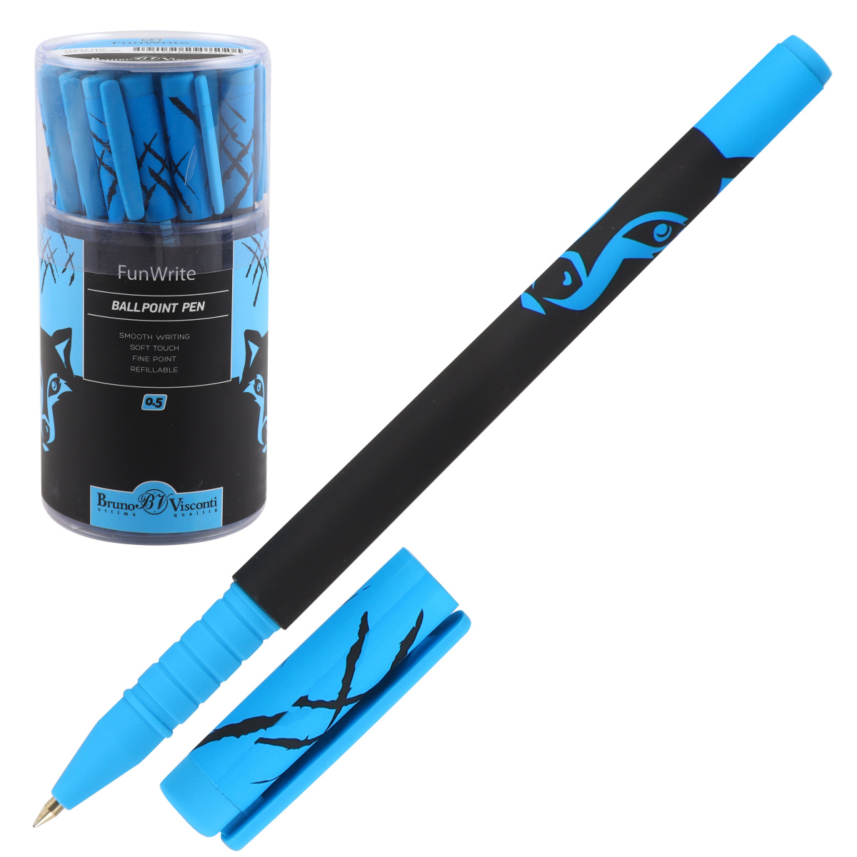 Ручка шариковая синяя 0,5мм Взгляд зверя Волк BrunoVisconti (24) - фото 1