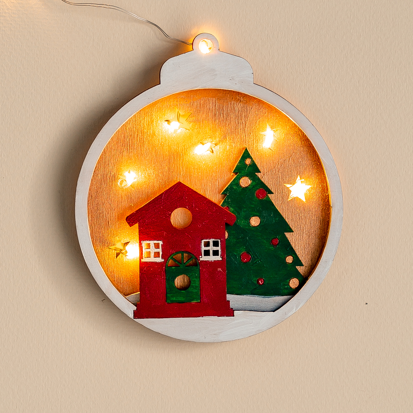 Роспись по дереву 3 шарика - Домик, Игрушки, Зайчик цвет золото Dobrika - миниатюра 2