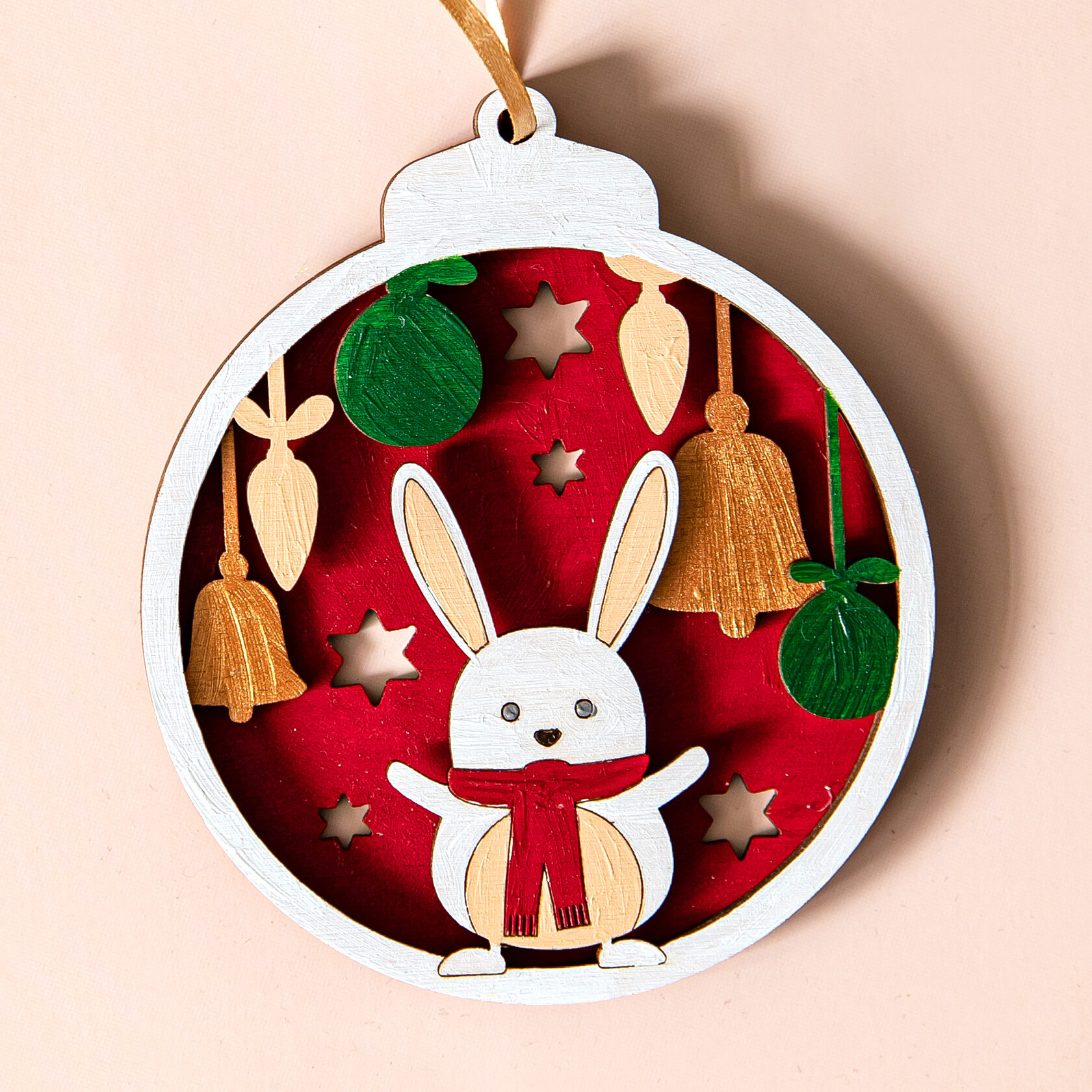 Роспись по дереву 3 шарика - Домик, Игрушки, Зайчик цвет золото Dobrika - миниатюра 3