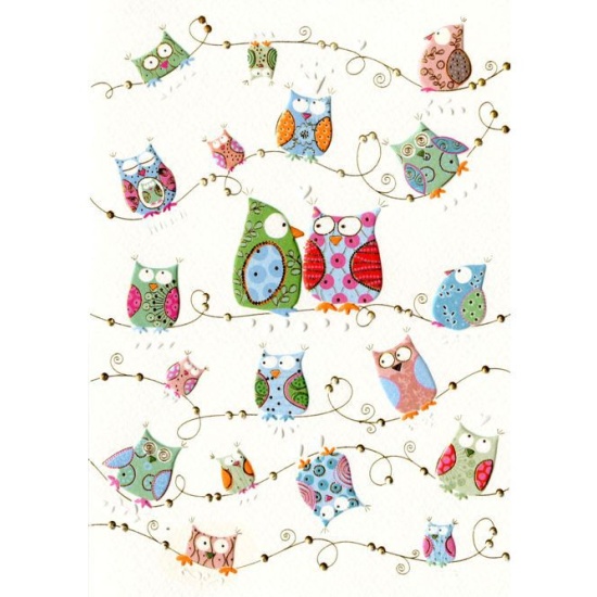 Открытка с конвертом Совы на золотом проводе - фото 1