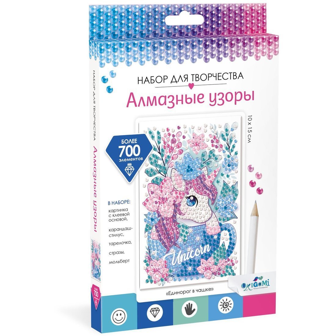 Картина стразами 10*15 Единорог в чашке - фото 1