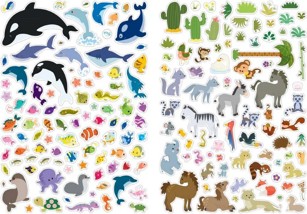 Книга с наклейками 600 наклеек Животные Робинс - миниатюра 2