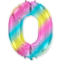  Ф Цифра 0 40" Радуга металлик - фото 1