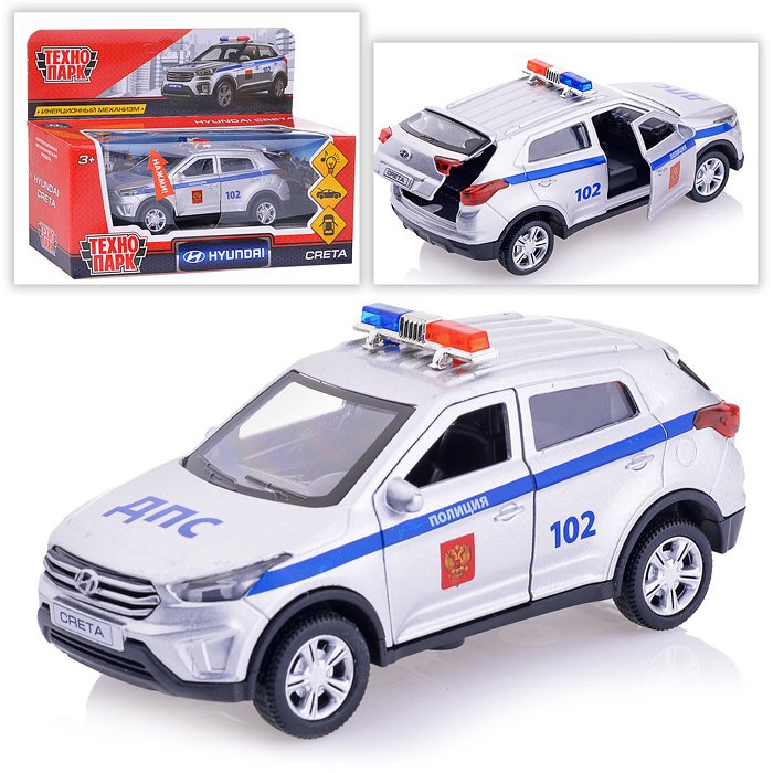 Машина металлическая ТЕХНОПАРК HYUNDAI CRETA Полиция - фото 1