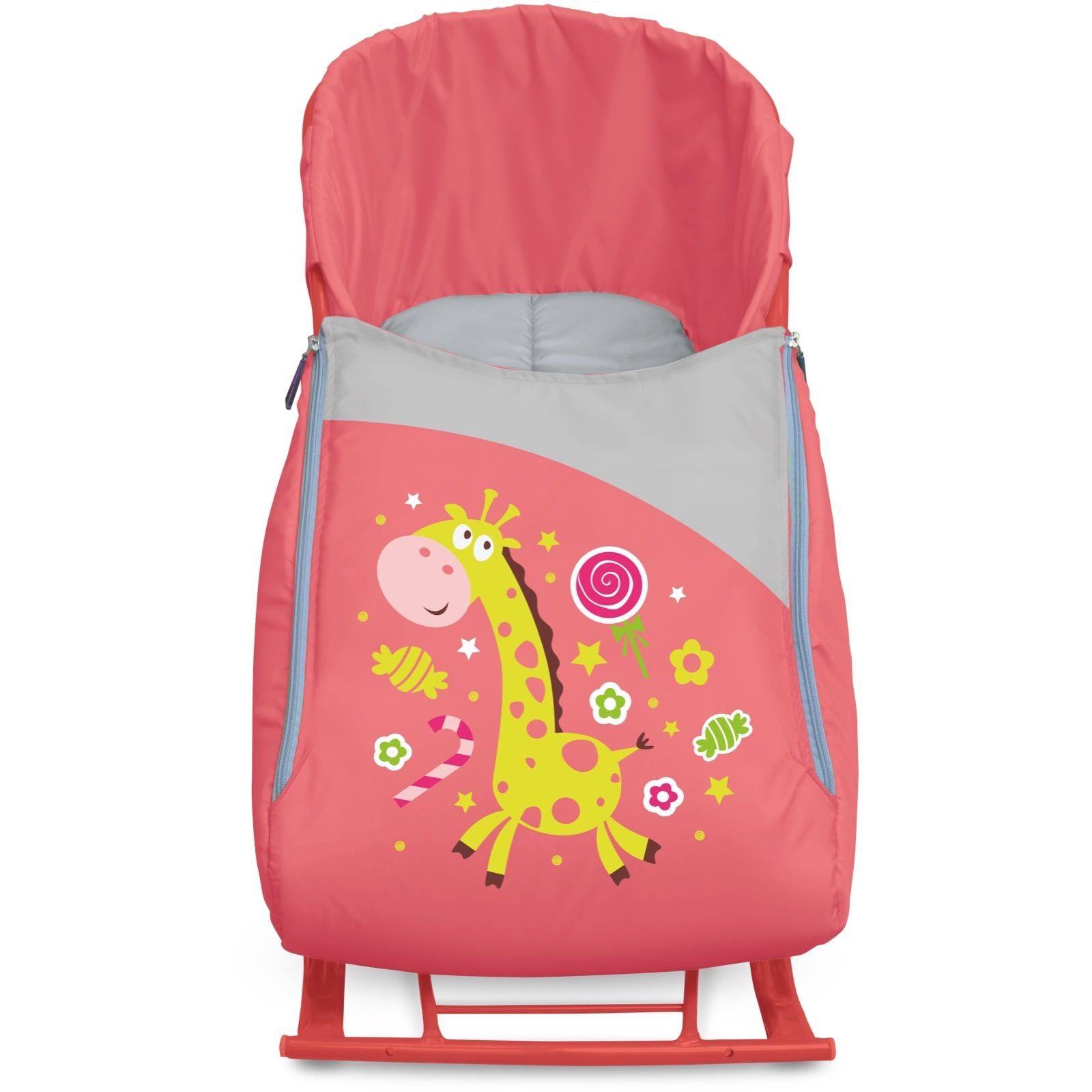 Сиденье для санок с чехлом для ног Жираф корал. - фото 1