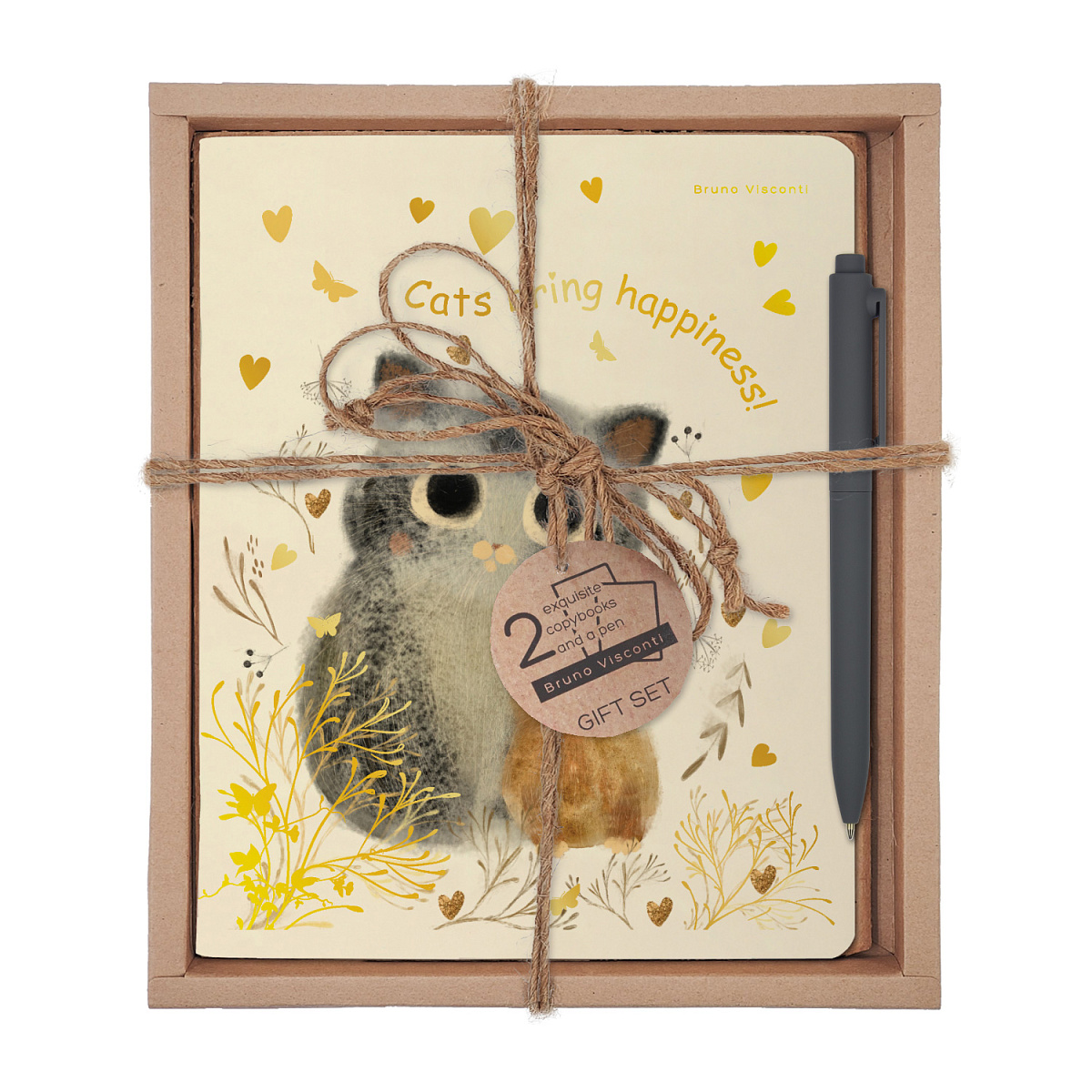 Набор тетрадь 2шт + ручка Любовь, как она есть. Котики. Одно сердце Bruno Visconti - фото 1