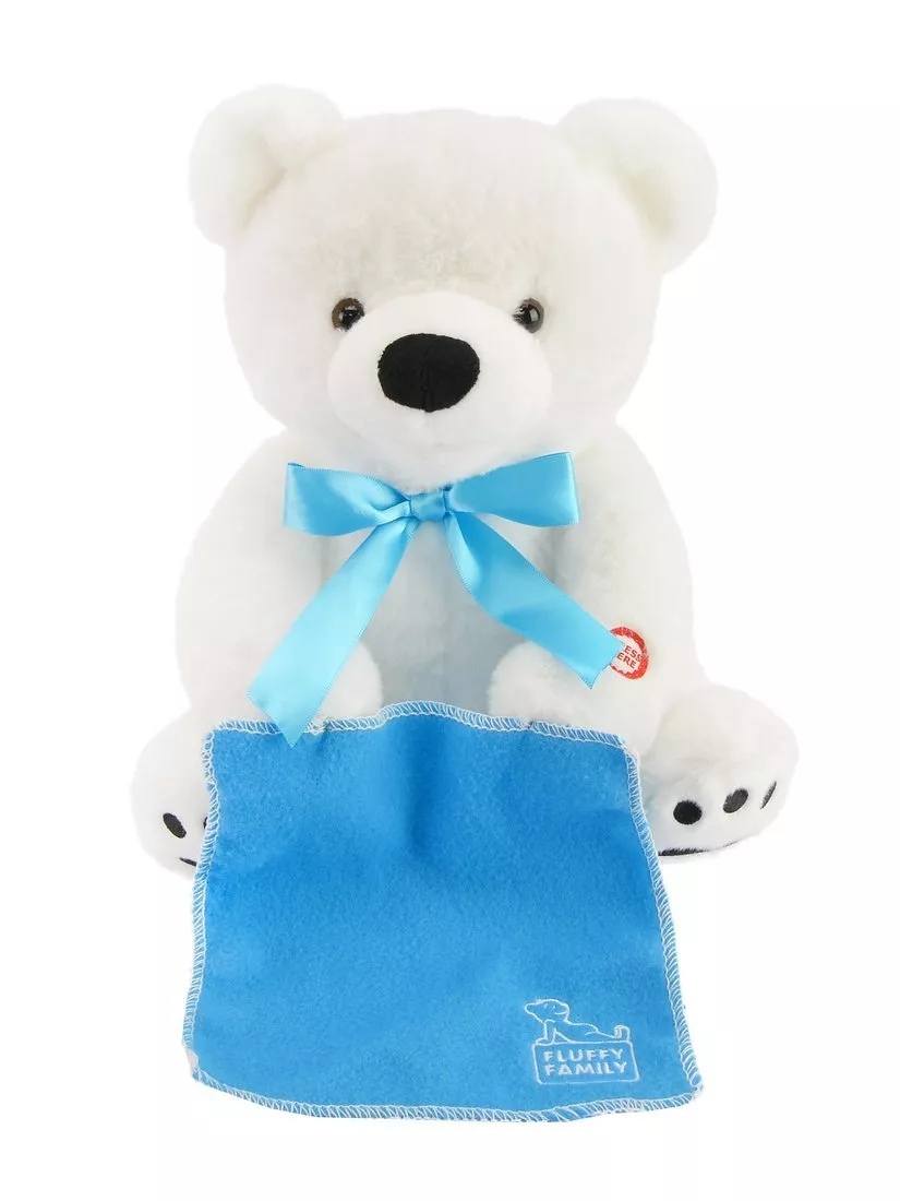 Мишка интерактивный играет в прятки Ку-ку белый - миниатюра 2