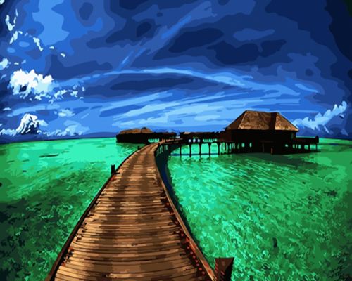 Картина по номерам 40х50 Мост к бунгало - фото 1
