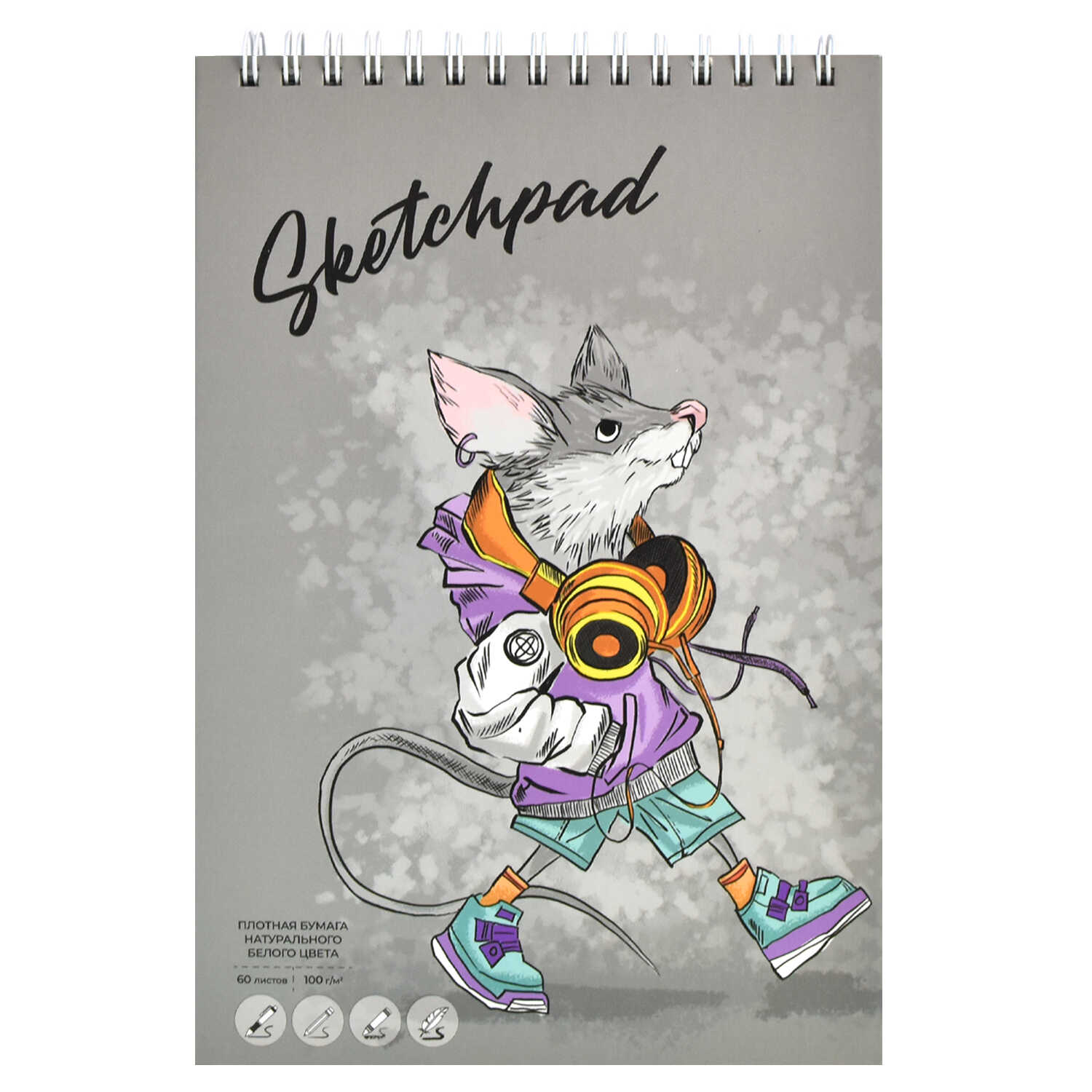 Скетчпад бел. бум. 60л. Смешные животные - фото 1