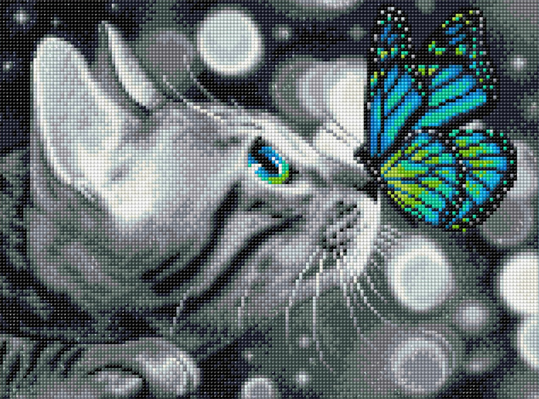 Картина стразами 40*30 Бенгал и бабочка - фото 1