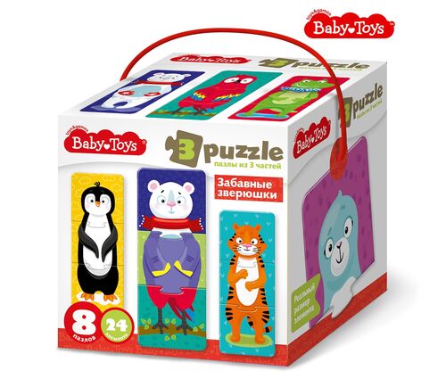Пазл 24 Забавные зверюшки тройной Baby Toys - фото 1