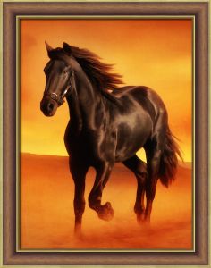 Картина стразами 30*40 Вороной конь - фото 1