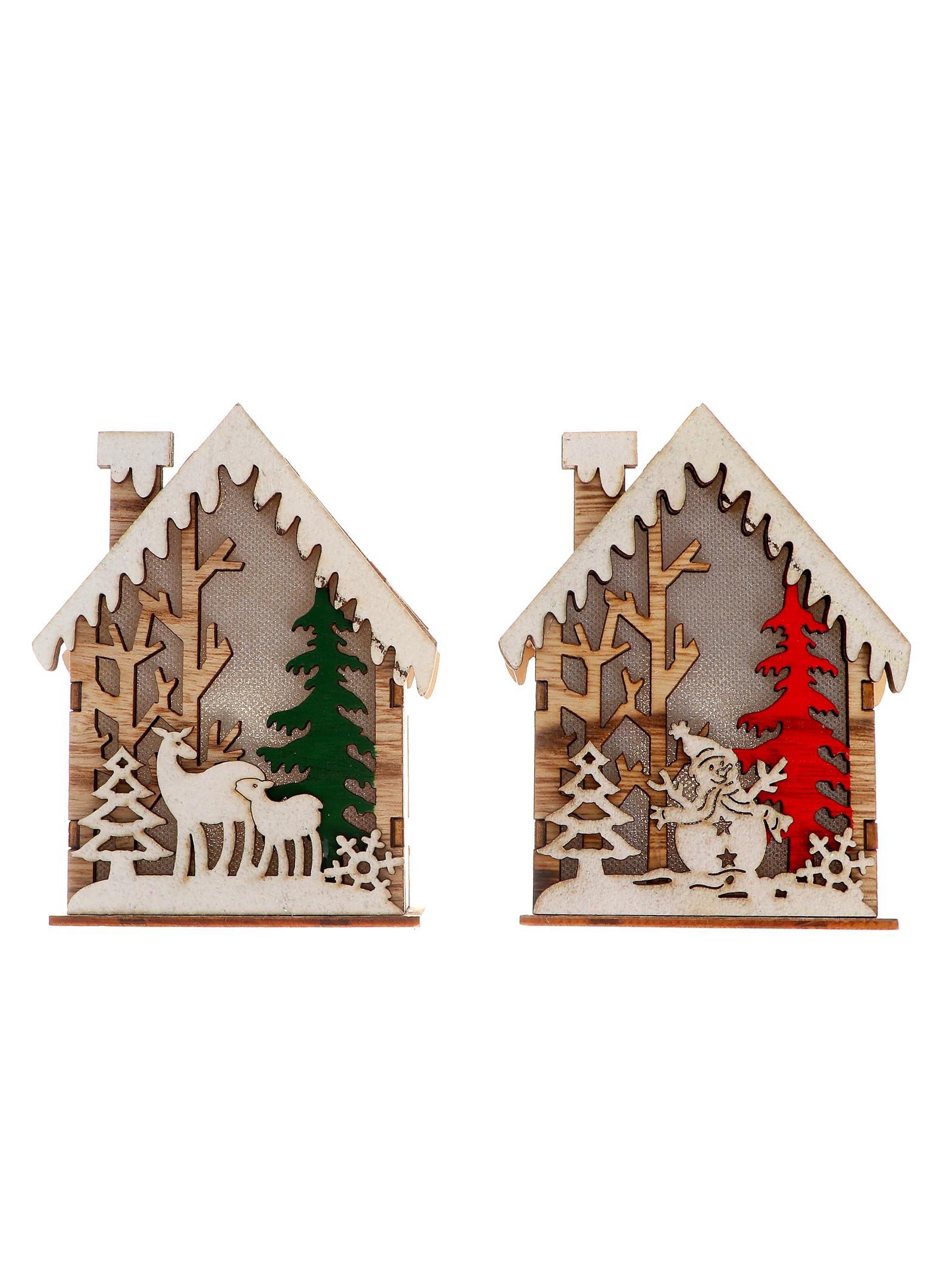 Елочное украшение Световой декор Домики 12,5см - фото 1