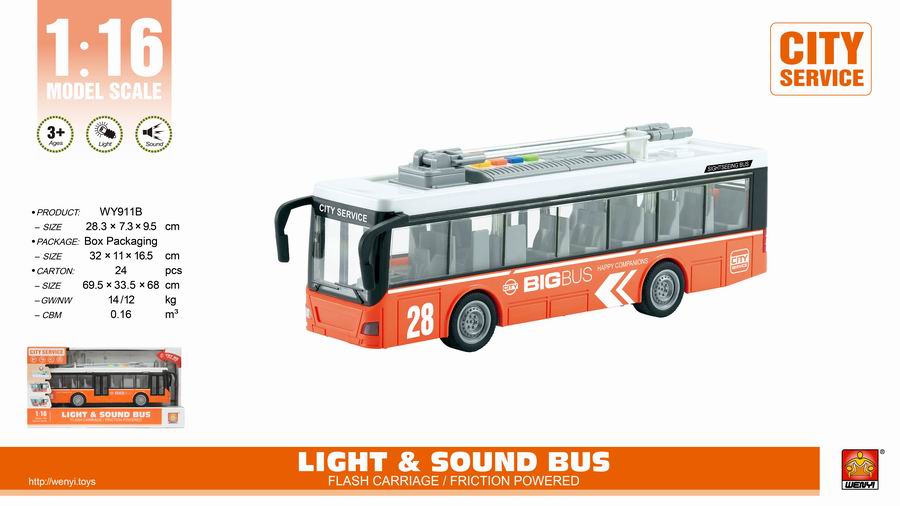 Машина инерционная Тролейбус свет, звук - фото 1