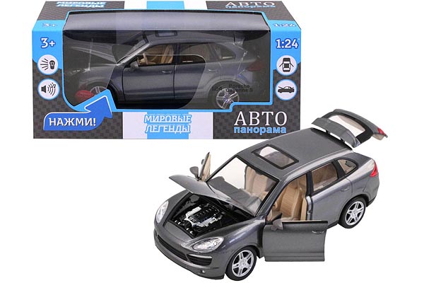 Модель мет. 1:32 Porsche Cayenne S (свет, звук) сереб. - фото 1