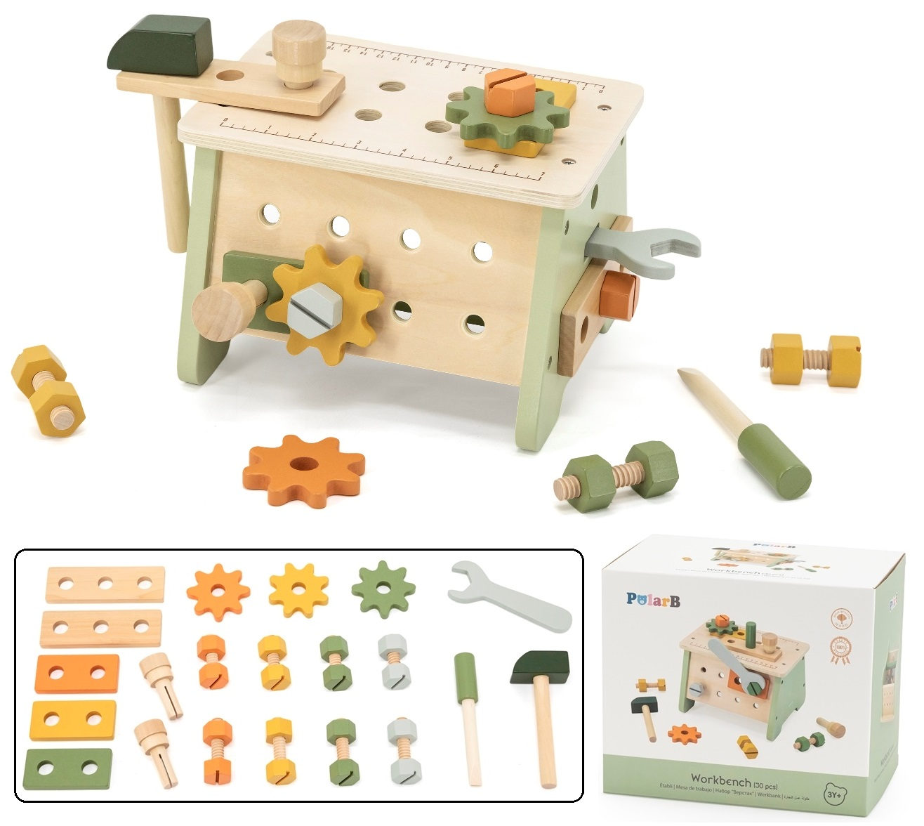 Верстак деревянный 30 предметов зелен. VIGA - фото 1