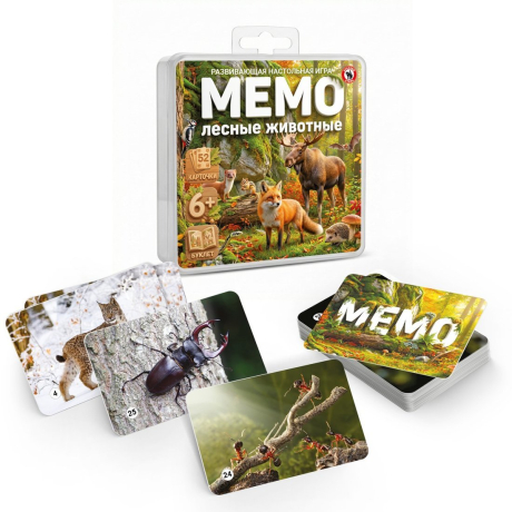 Настольная игра Мемо Лесные животные 52шт