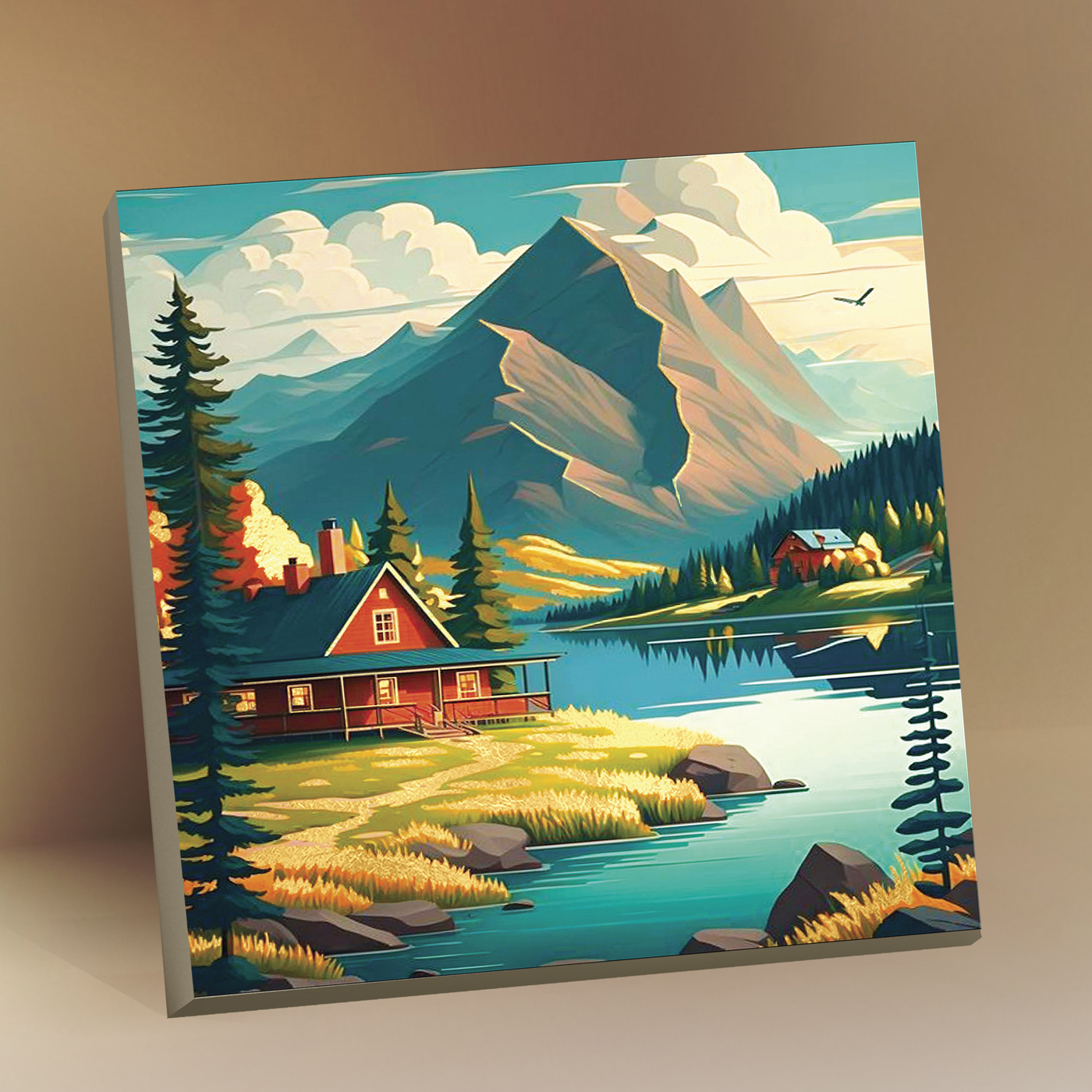 Картина по номерам 30*30 с поталью Горный пейзаж Molly - фото 1