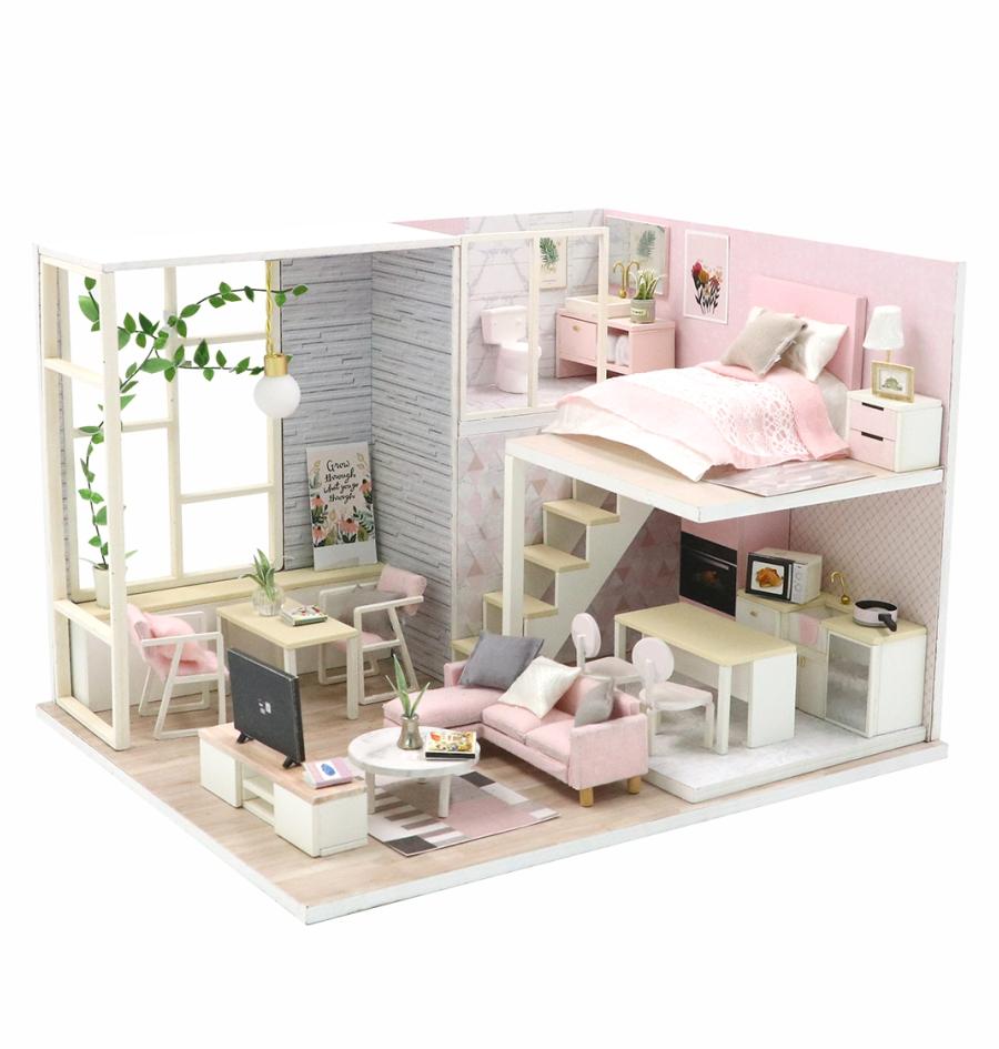 Конструктор деревянный интерьерный Розовый сканди MiniHouse - миниатюра 2